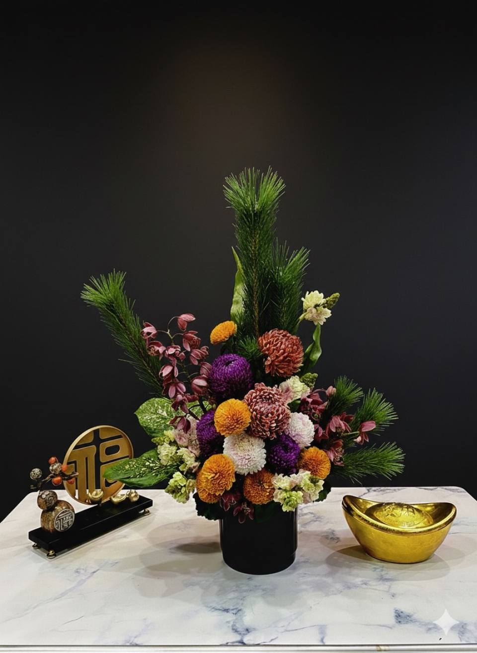 吉祥綻放花藝盆栽