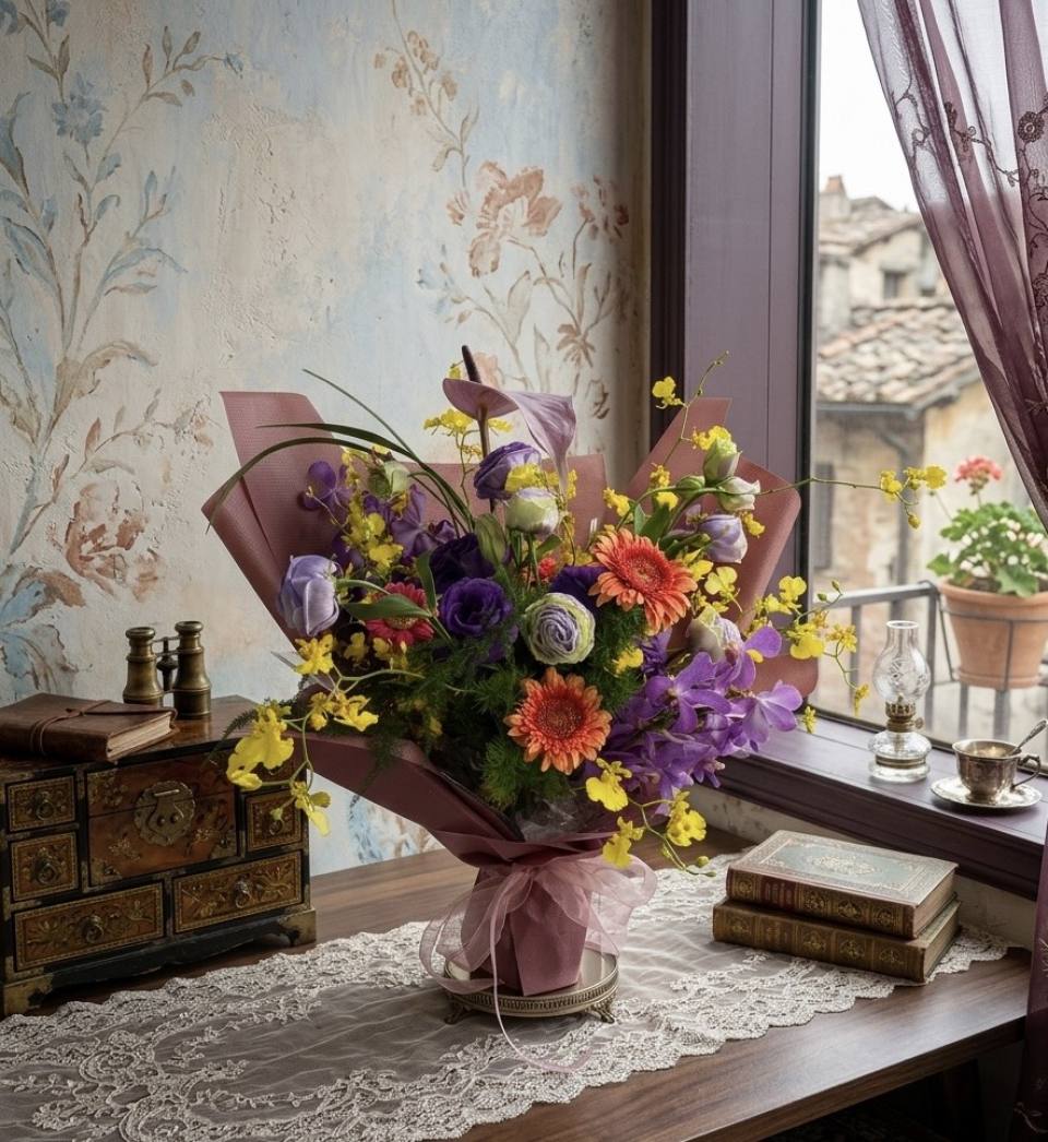 斑斕多彩鮮花束-實拍圖片