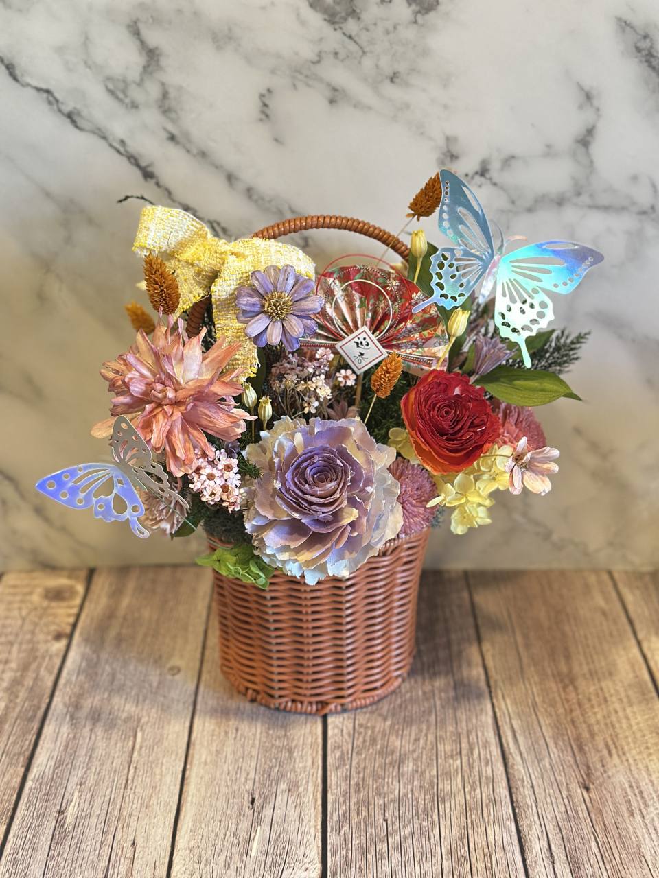 福蝶迎春 索拉花提籃