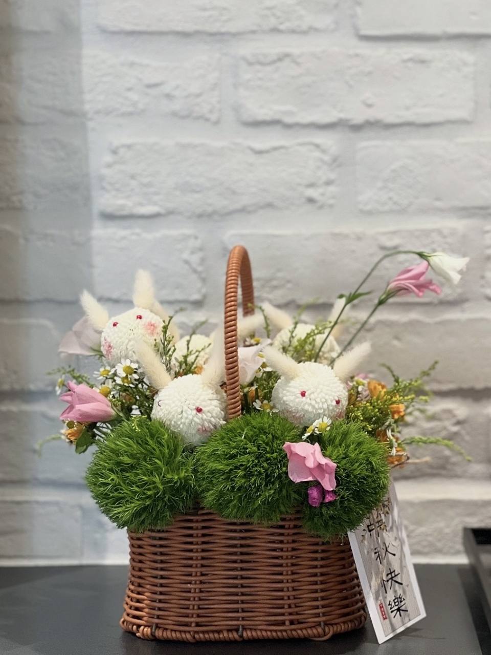 中秋兔兔提籃花