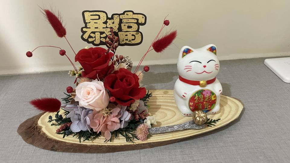 招財貓永生花名片座#A-838 圖片
