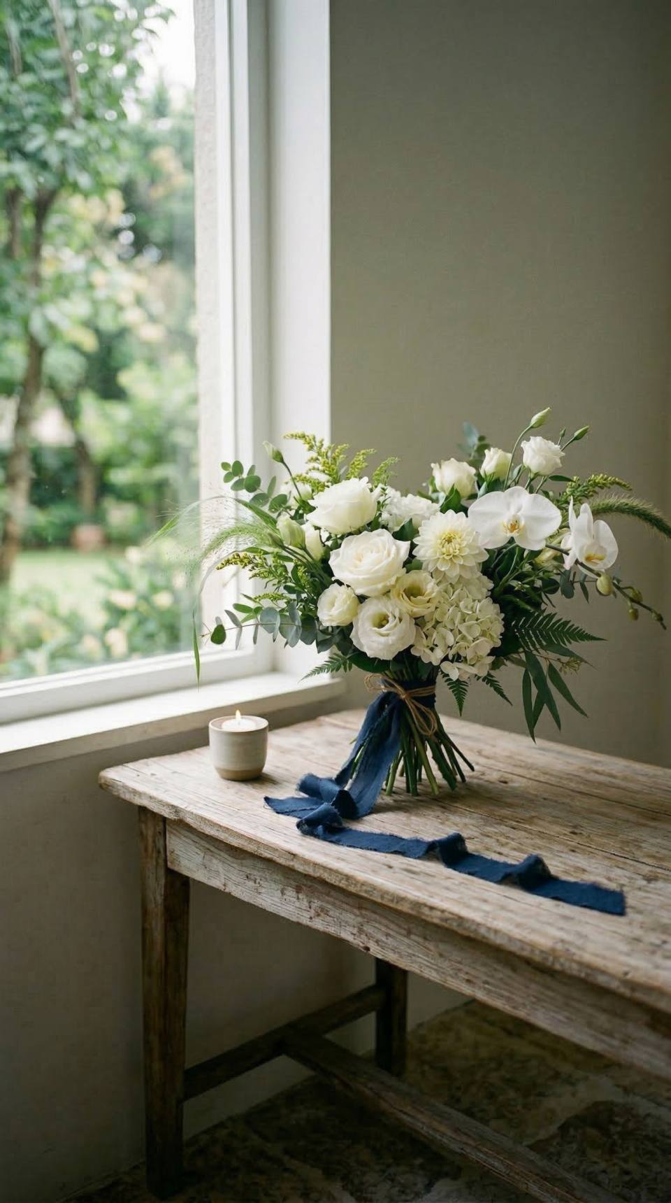 純淨白色浪漫花束-實拍圖片