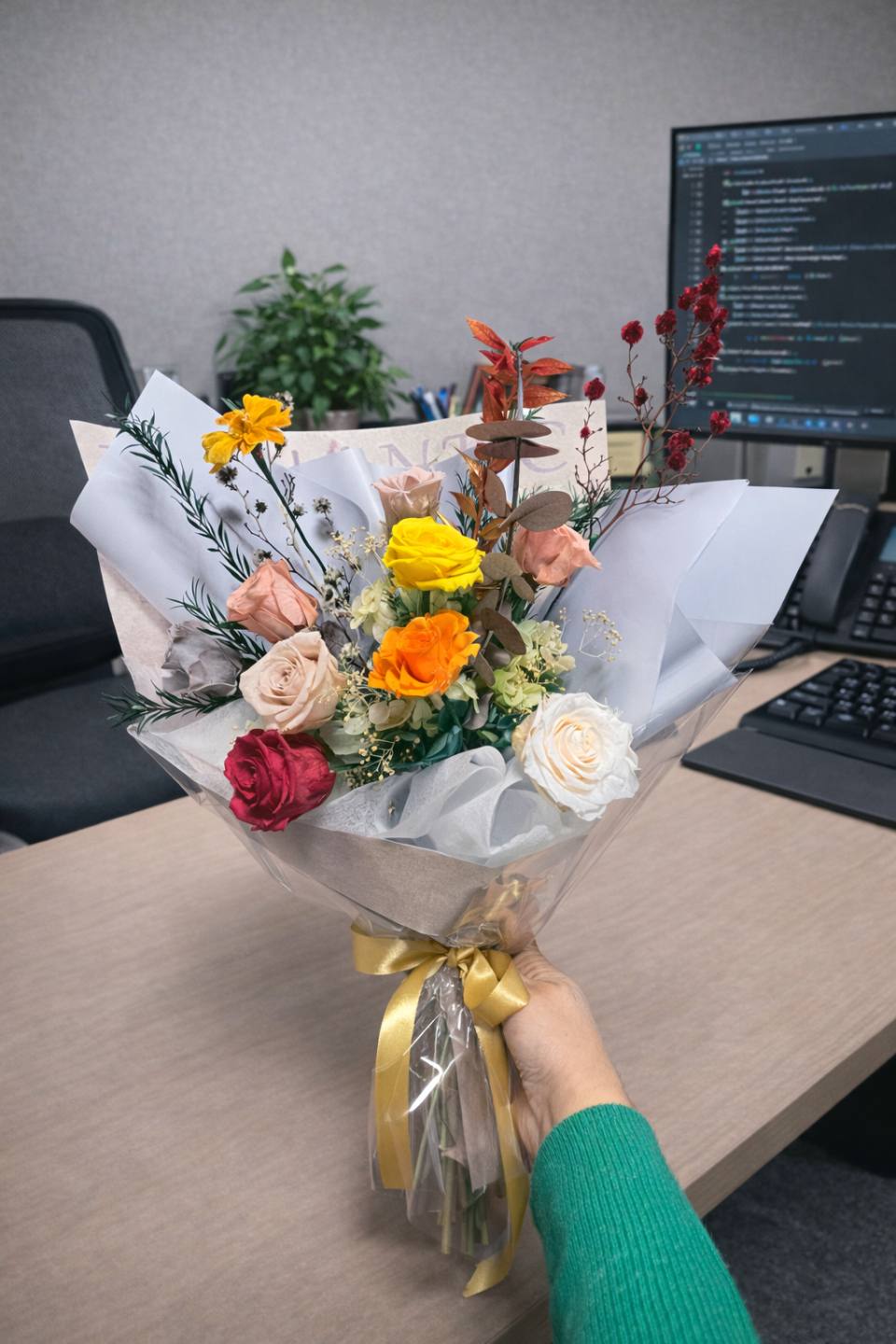 多彩玫瑰繽紛花束