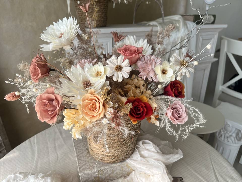 溫柔午後永生花禮籃-實拍圖片