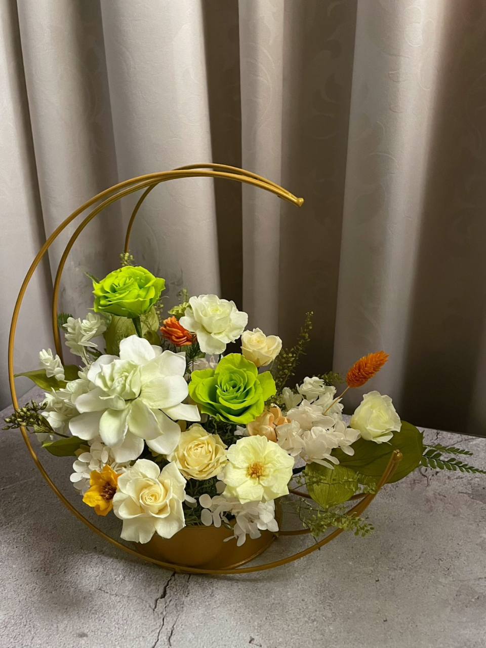 暖綠色系列永生桌花/開幕花禮/升遷花禮/祝賀花禮