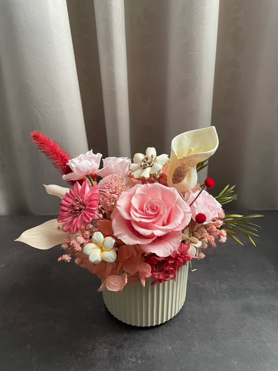 【永生桌花】粉色永生小花禮/開幕花禮/升遷花禮/祝賀花禮+花訴花藝工坊