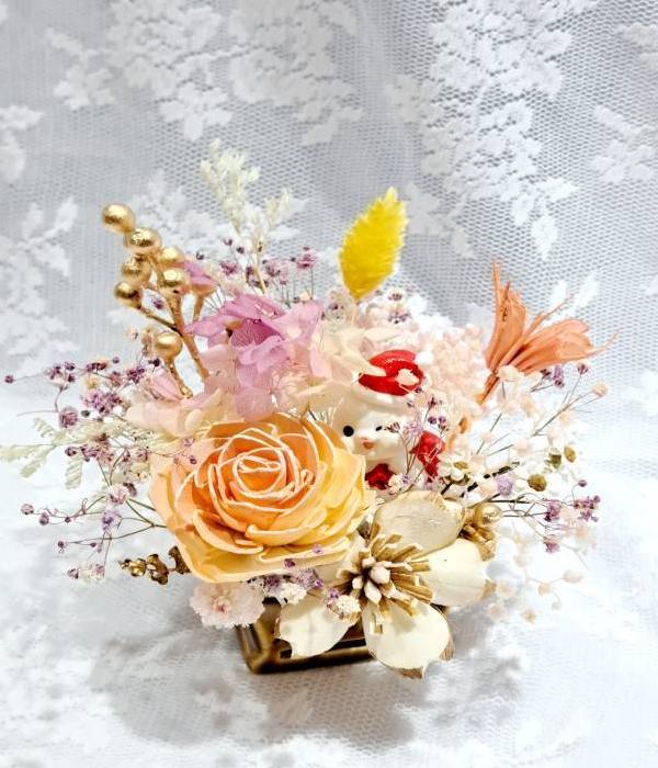 聖誕雪橇+聖誕兔公仔-永生不凋小桌花_17photo