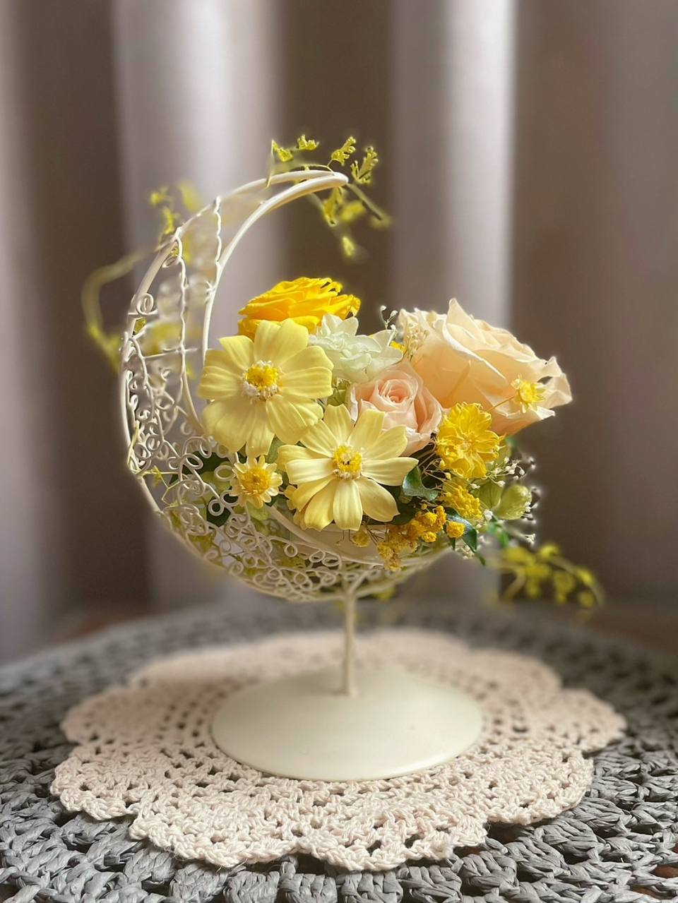 月型永生玫瑰桌花/開幕花禮/升遷桌花/祝賀花禮