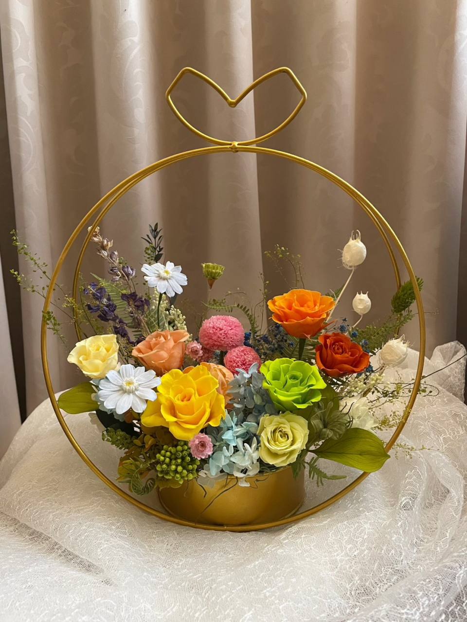 多巴胺色系永生桌花/開幕花禮/升遷花禮/祝賀花禮