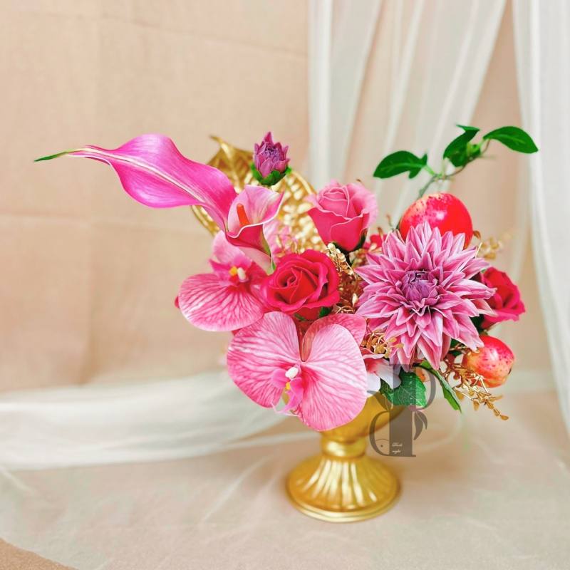 電話桌花飾_復古粉色蘋安款+晝夜遷徙花藝室