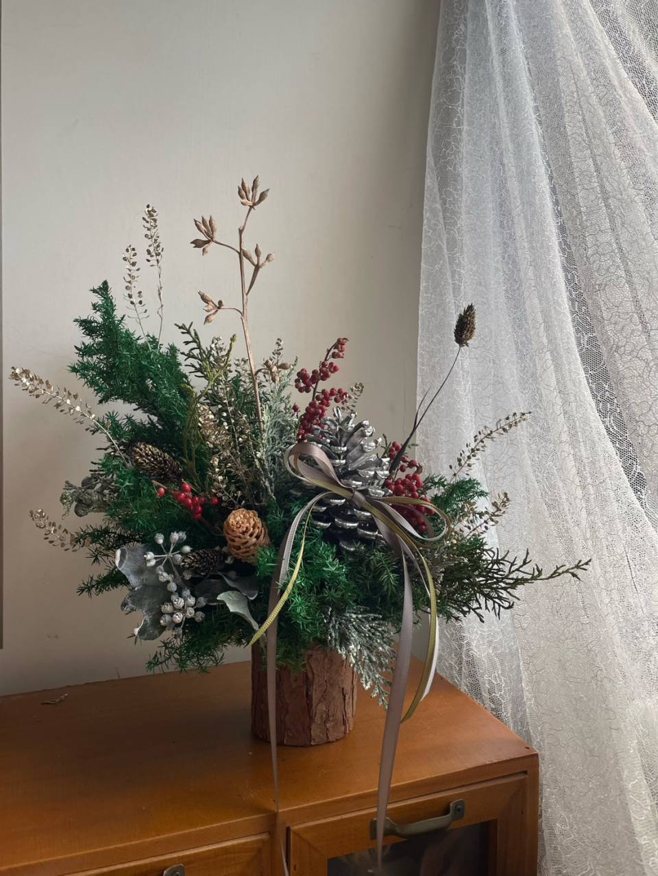 松果聖誕永生桌花/開幕花禮/升遷花禮/聖誕花禮