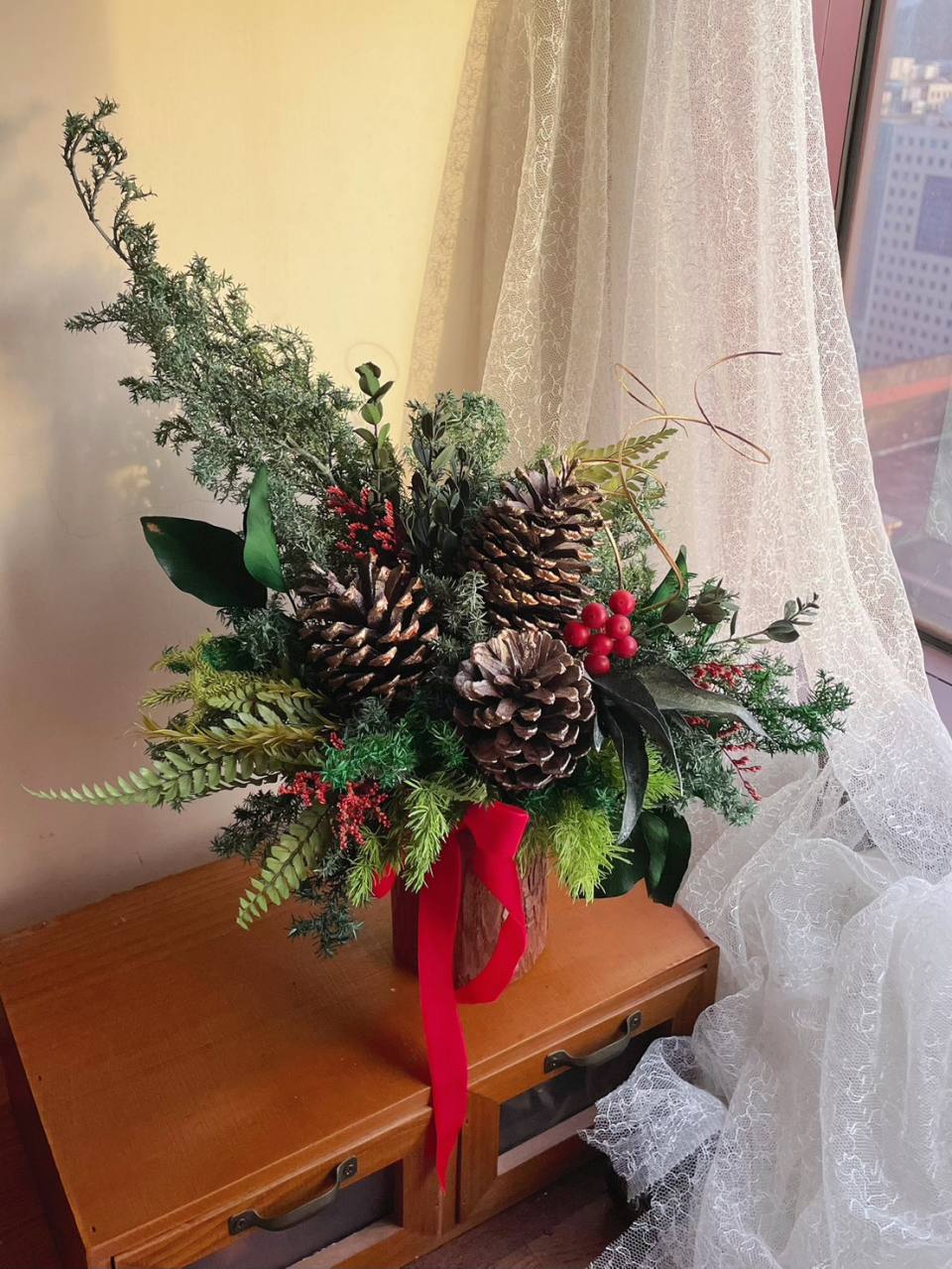 松果森林聖誕永生桌花/開幕花禮/升遷花禮/聖誕花禮