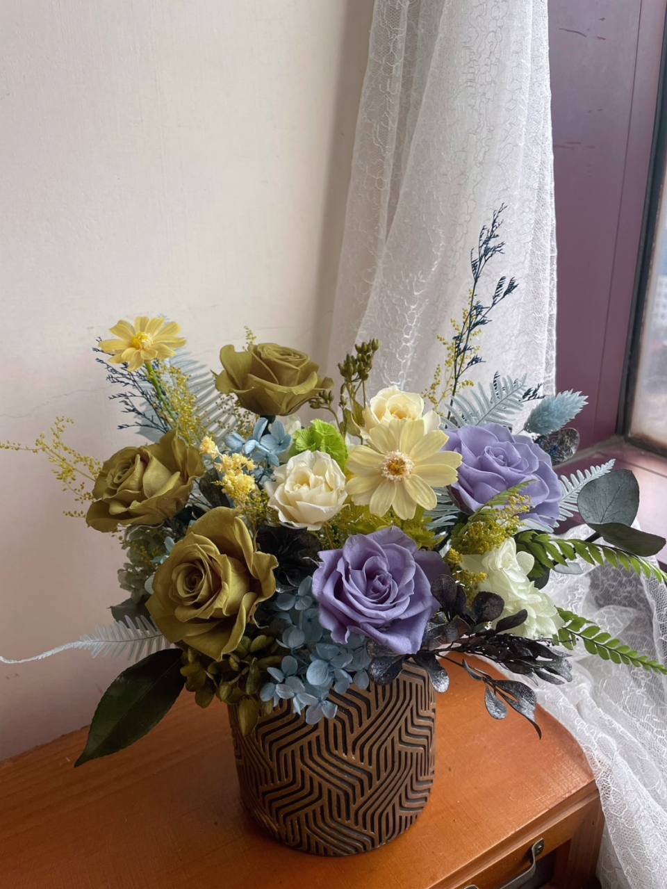 【永生花禮】抹茶綠藍玫瑰永生花/開幕花禮/升遷花禮/祝賀花禮+花訴花藝工坊