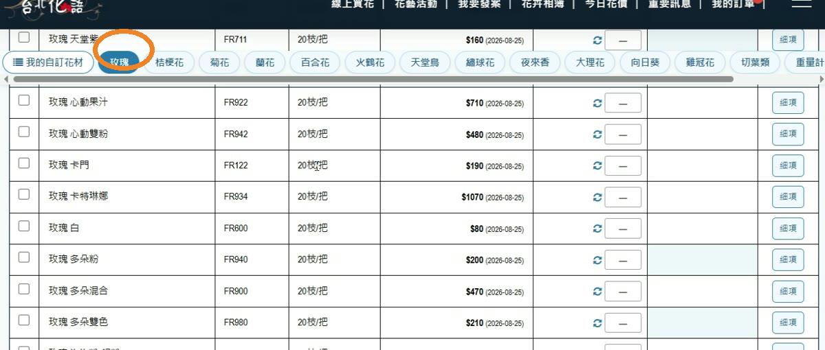 步驟 2：選擇花材分類